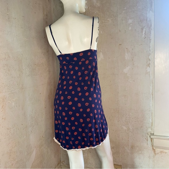 Cynthia Rowley Navy and Pink Polka Dot Chemise - Picture 2 of 6